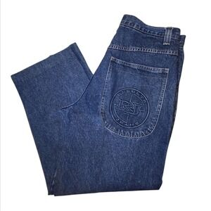 Mens Results Jeans 36L Hip Hop Barrel leg Baggy Embossed
